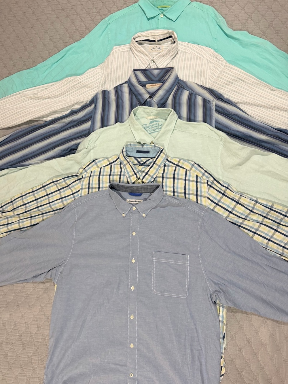 Tommy Bahama Blue & Aqua Striped and Solid Lightweight Button-Up Shirts